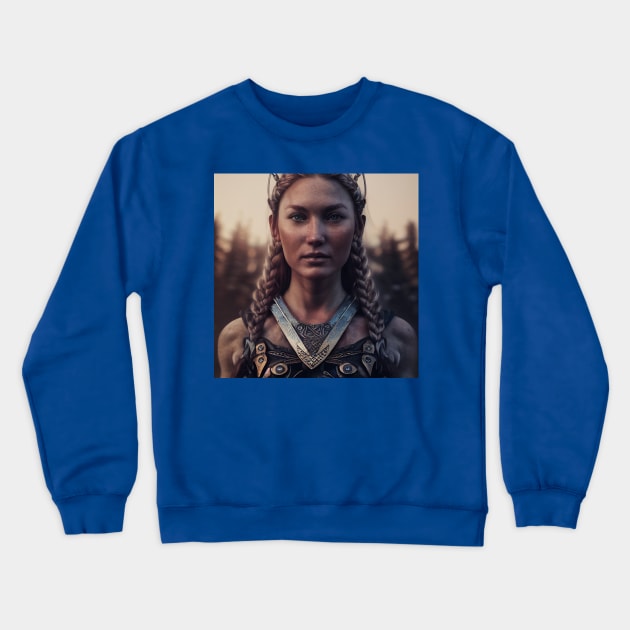 Viking Shield Maiden Crewneck Sweatshirt by Grassroots Green